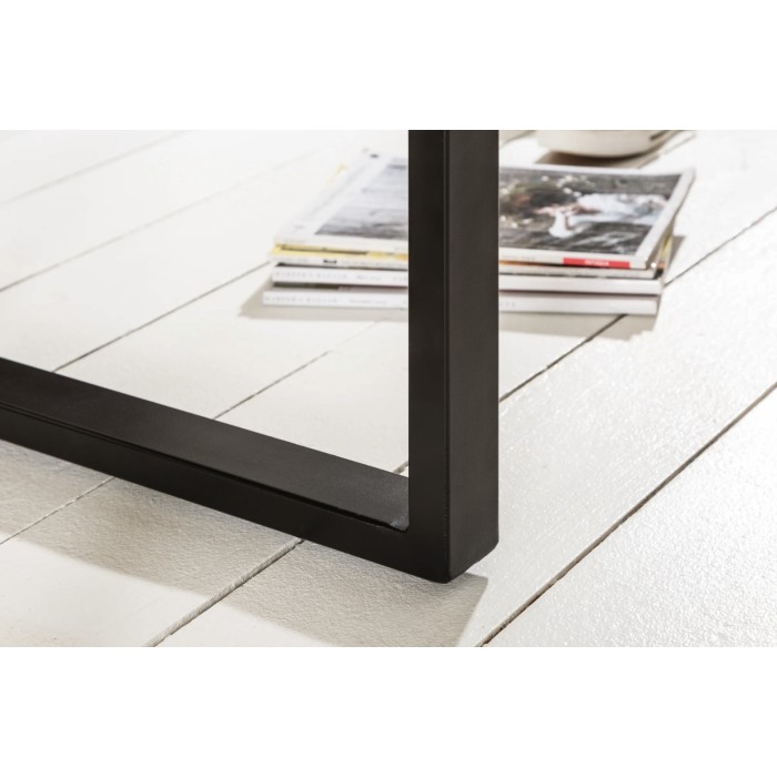 Mesa de centro LODEN 60 cm en madera maciza de mango y metal negro – estilo industrial
