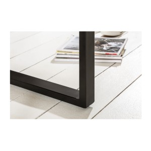 Table basse LODEN 60 cm en bois massif de manguier et métal noir – style industriel