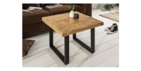 Table basse LODEN 60 cm en bois massif de manguier et métal noir – style industriel