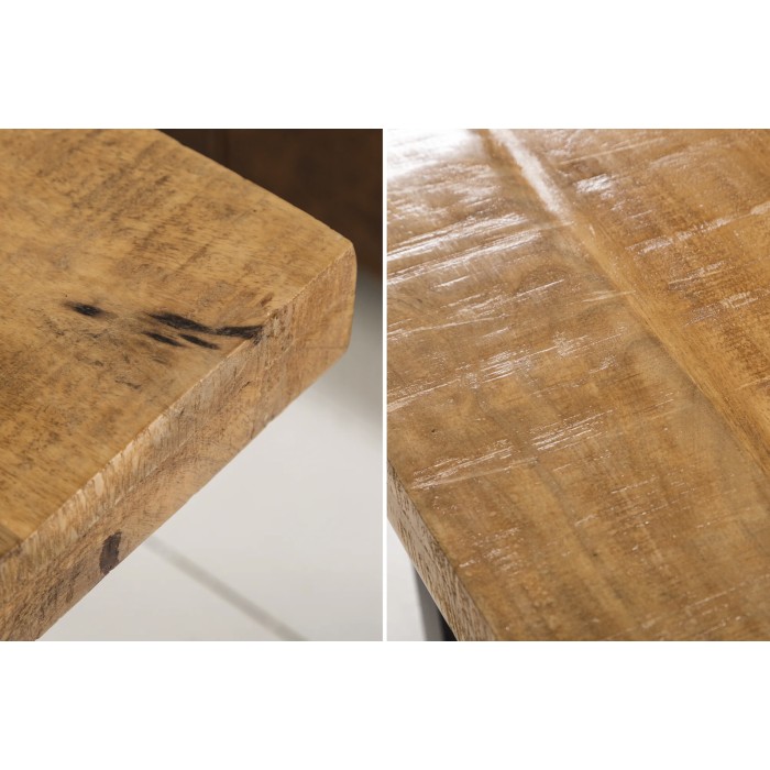 Mesa de centro LODEN 60 cm en madera maciza de mango y metal negro – estilo industrial