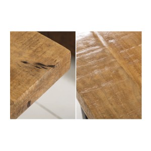 Table basse LODEN 60 cm en bois massif de manguier et métal noir – style industriel