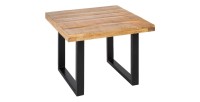 Table basse LODEN 60 cm en bois massif de manguier et métal noir – style industriel