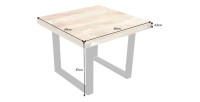 Table basse LODEN 60 cm en bois massif de manguier et métal noir – style industriel