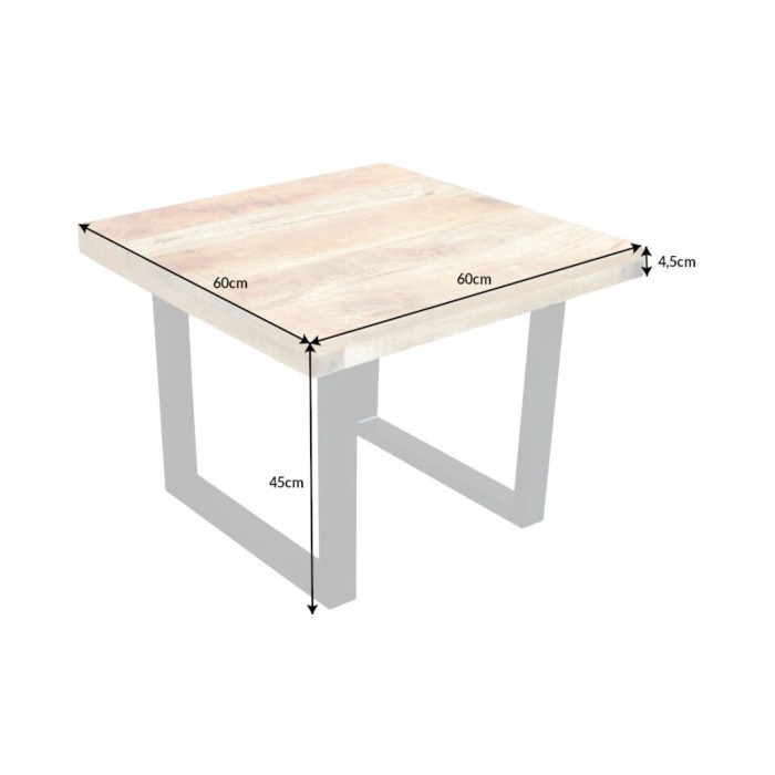 Mesa de centro LODEN 60 cm en madera maciza de mango y metal negro – estilo industrial