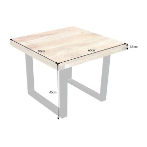 Table basse LODEN 60 cm en bois massif de manguier et métal noir – style industriel