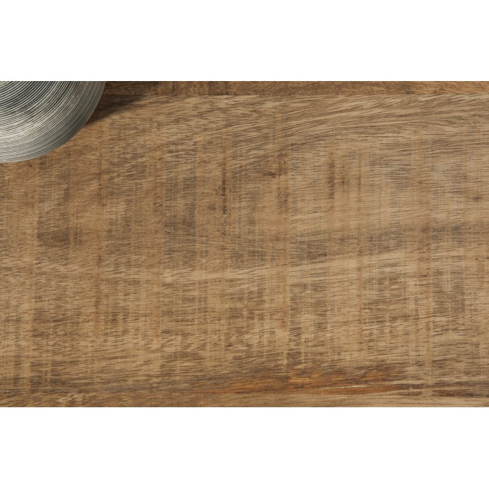 Table basse LODEN 100 cm aus massivem Mangoholz mit Stauraum und schwarzem Metall – Industriestil
