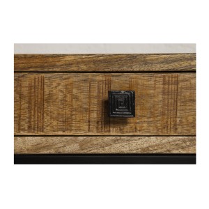 Table basse LODEN 100 cm en bois massif de manguier avec rangements et métal noir – style industriel