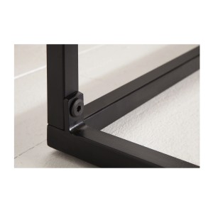 Table basse LODEN 100 cm en bois massif de manguier avec rangements et métal noir – style industriel