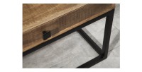 Table basse LODEN 100 cm en bois massif de manguier avec rangements et métal noir – style industriel