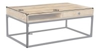 Table basse LODEN 100 cm en bois massif de manguier avec rangements et métal noir – style industriel