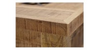 Table basse carrée LODEN 70 cm en bois massif de manguier avec coffre et 4 tiroirs – style industriel