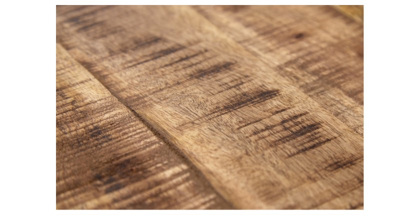 Table basse carrée LODEN 70 cm en bois massif de manguier avec coffre et 4 tiroirs – style industriel