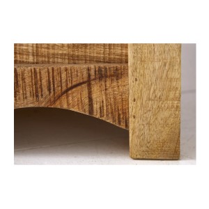 Table basse carrée LODEN 70 cm en bois massif de manguier avec coffre et 4 tiroirs – style industriel