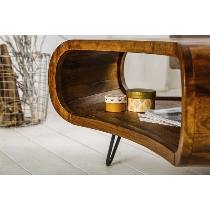 Zoom sur la niche de la table basse NERA 90cm en bois de Sheesham