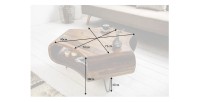 Table basse NERA 90 cm en bois massif de Sheesham avec niche et pieds métal noir – style rétro industriel
