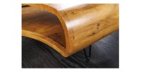 Table basse NERA 90 cm en bois massif d'acacia avec niche et pieds métal noir – style rétro industriel