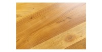 Table basse NERA 90 cm en bois massif d'acacia avec niche et pieds métal noir – style rétro industriel