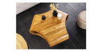 Table basse NERA 90 cm en bois massif d'acacia avec niche et pieds métal noir – style rétro industriel
