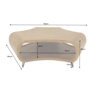 Table basse NERA 90 cm en bois massif d'acacia avec niche et pieds métal noir – style rétro industriel