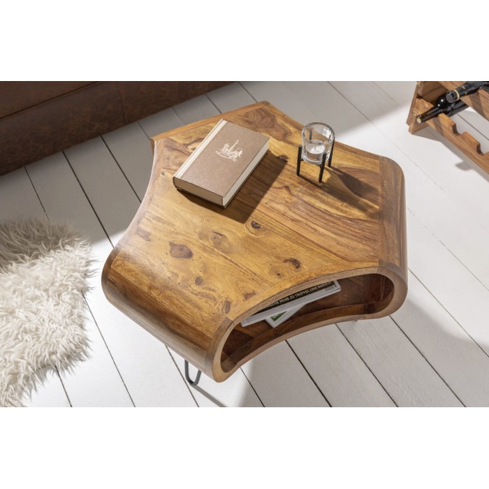 Table basse NERA 70cm en bois de Sheesham vue de haut