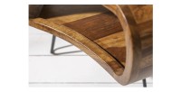 Table basse NERA 70 cm en bois massif de Sheesham avec niche et pieds métal noir – style rétro industriel