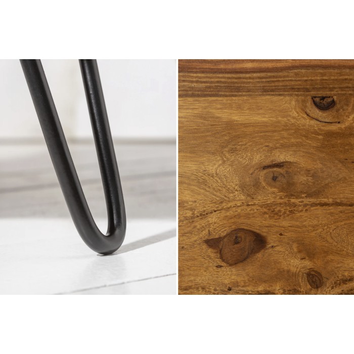 Zoom sur les détails de la table basse NERA 70cm en bois de Sheesham