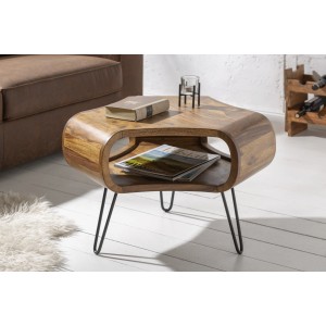 Table basse NERA 70cm en bois de Sheesham mise en situation