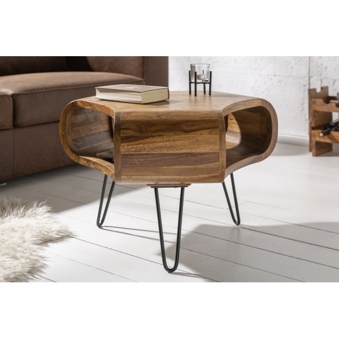 Table basse NERA 70cm en bois de Sheesham vue de face