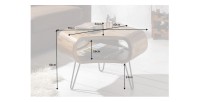 Table basse NERA 70 cm en bois massif de Sheesham avec niche et pieds métal noir – style rétro industriel