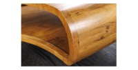 Table basse NERA 70 cm en bois massif d'acacia avec niche et pieds métal noir – style rétro industriel