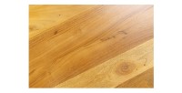 Table basse NERA 70 cm en bois massif d'acacia avec niche et pieds métal noir – style rétro industriel