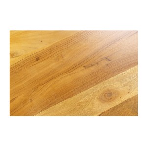 Table basse NERA 70 cm en bois massif d'acacia avec niche et pieds métal noir – style rétro industriel