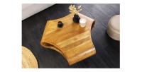 Table basse NERA 70 cm en bois massif d'acacia avec niche et pieds métal noir – style rétro industriel