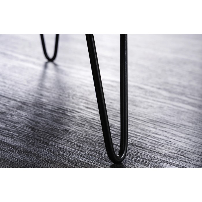 Couchtisch NERA 70 cm aus massivem Akazienholz mit Ablage und schwarzen Metallbeinen – Retro-Industriestil