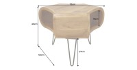 Table basse NERA 70 cm en bois massif d'acacia avec niche et pieds métal noir – style rétro industriel