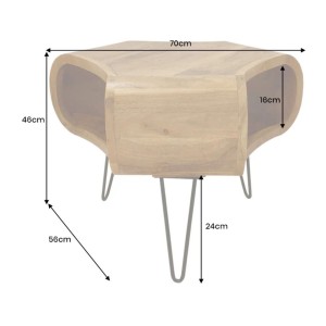 Table basse NERA 70 cm en bois massif d'acacia avec niche et pieds métal noir – style rétro industriel