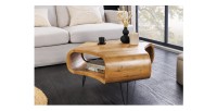 Table basse NERA 70 cm en bois massif d'acacia avec niche et pieds métal noir – style rétro industriel