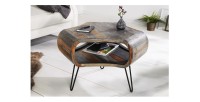 Table basse NERA 70cm en bois vieilli mise en situation