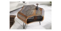 Table basse NERA 70cm en bois vieilli vue de haut