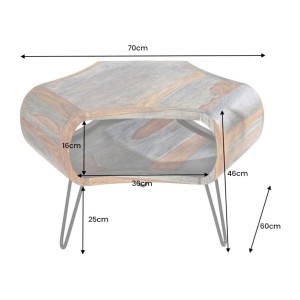 Table basse NERA 70cm en bois vieilli dimensions