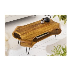 Table basse NERA 100cm en bois de Sheesham vue de haut