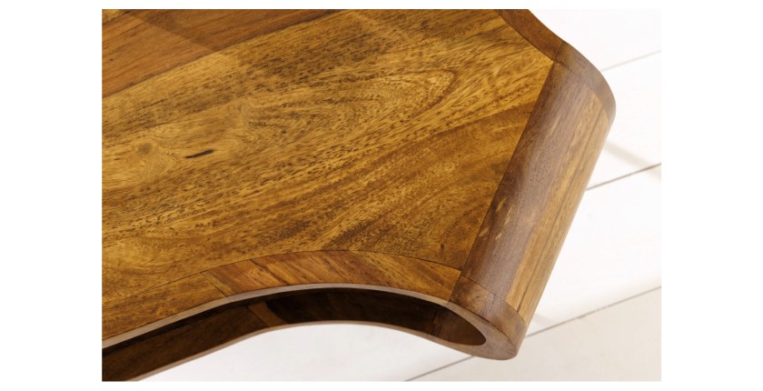 Zoom sur la texture du plateau de la table basse NERA 100cm en bois de Sheesham