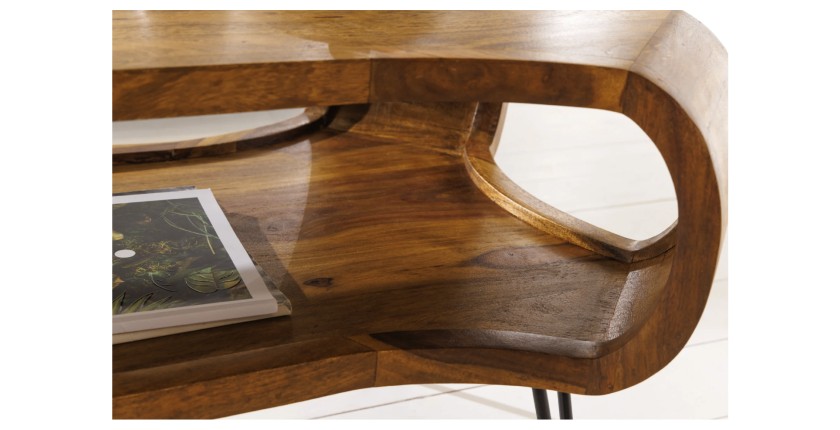 Zoom sur la niche de la table basse NERA 100cm en bois de Sheesham