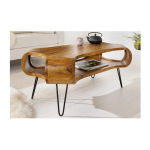 Table basse NERA 100cm en bois de Sheesham mise en situation