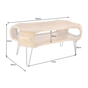Table basse NERA 100cm en bois de Sheesham dimensions