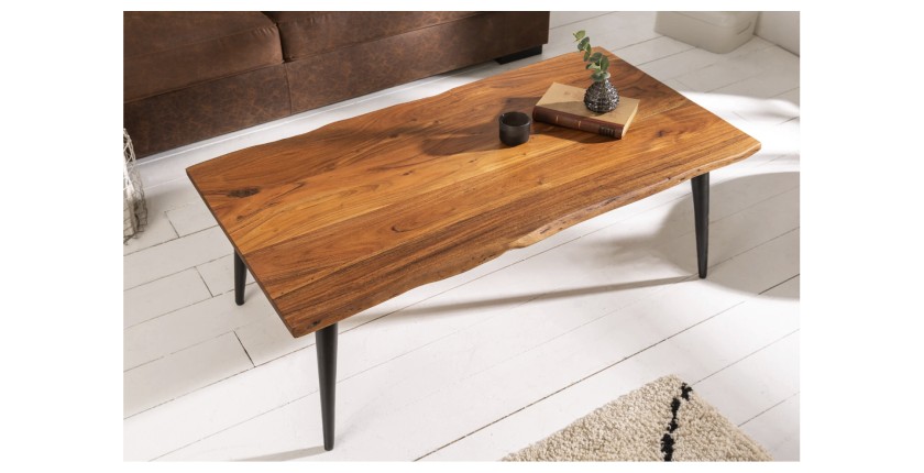 Table basse NERA 110cm bois d'acacia vue de haut