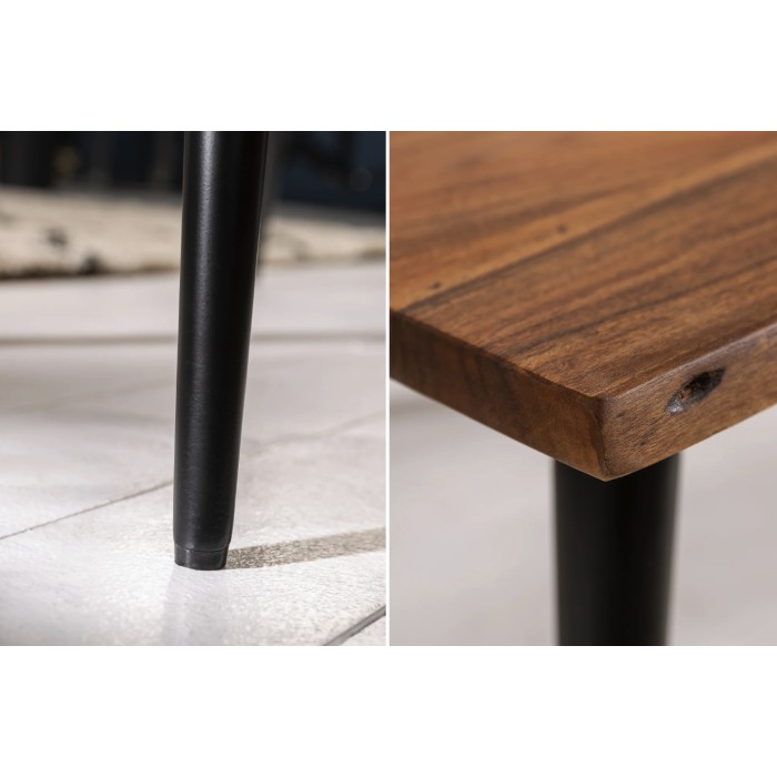 Zoom sur les détails de la table basse NERA 110cm bois d'acacia