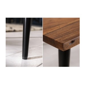 Zoom sur les détails de la table basse NERA 110cm bois d'acacia