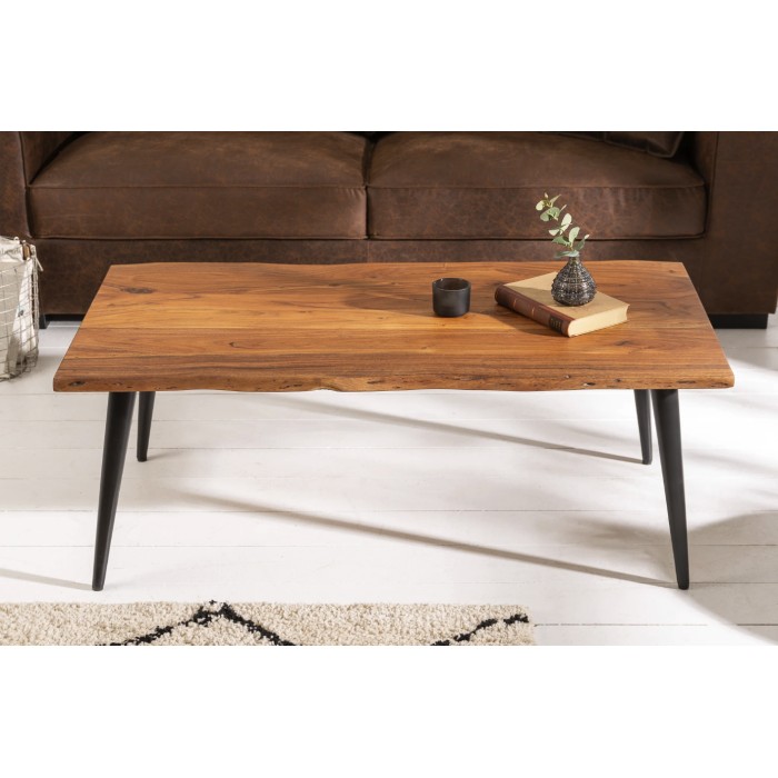 Table basse NERA 110cm bois d'acacia vue de face