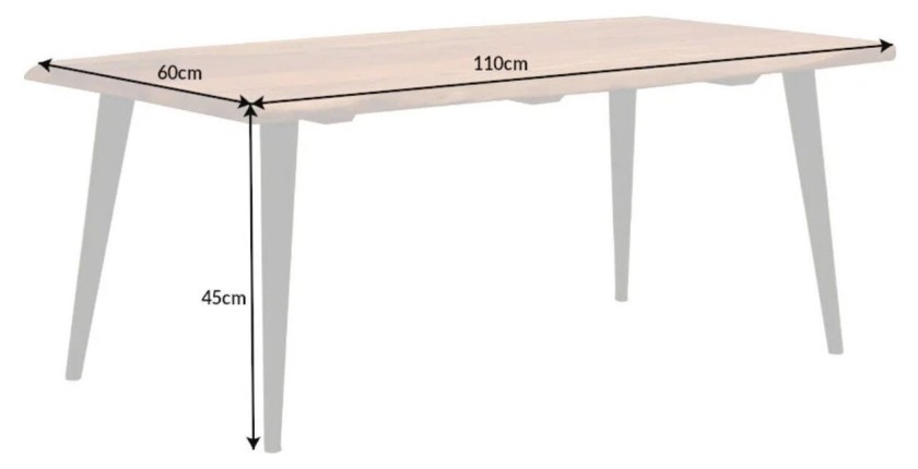 Table basse NERA 110cm bois d'acacia dimensions